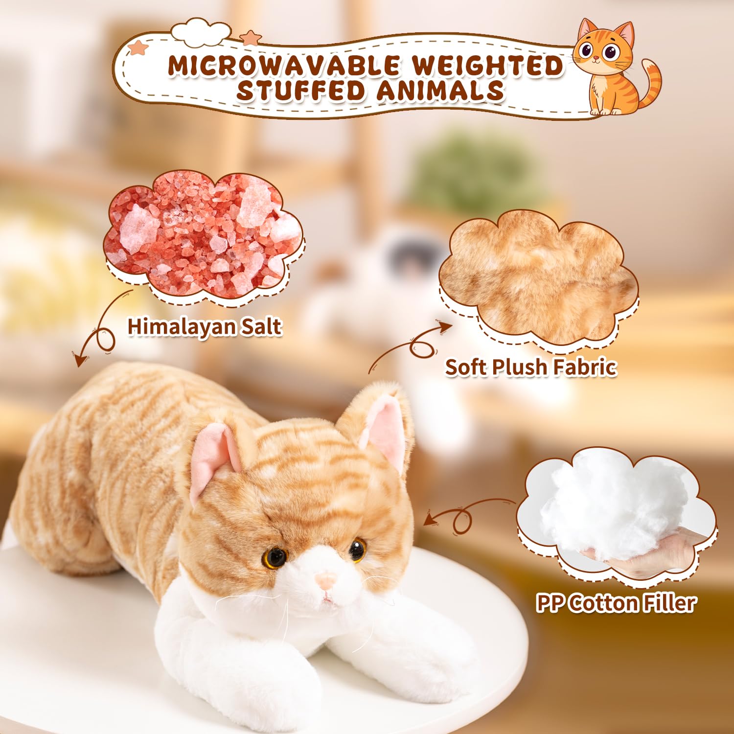 Amazon.com: SNOWOLF Weighted Stuffed Animals Cat, Plushies Orange